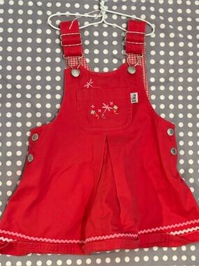 Sprockets Vintage Red Baby Embroidered Jumper Dress- Size 18 months